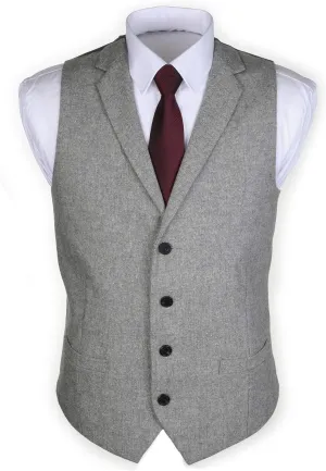 Ruth&Boaz 2Pockets 4Buttons Wool Herringbone Tweed Tailored Collar Suit Vest