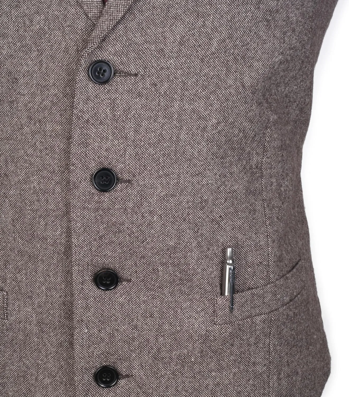 Ruth&Boaz 2Pockets 4Buttons Wool Herringbone Tweed Tailored Collar Suit Vest