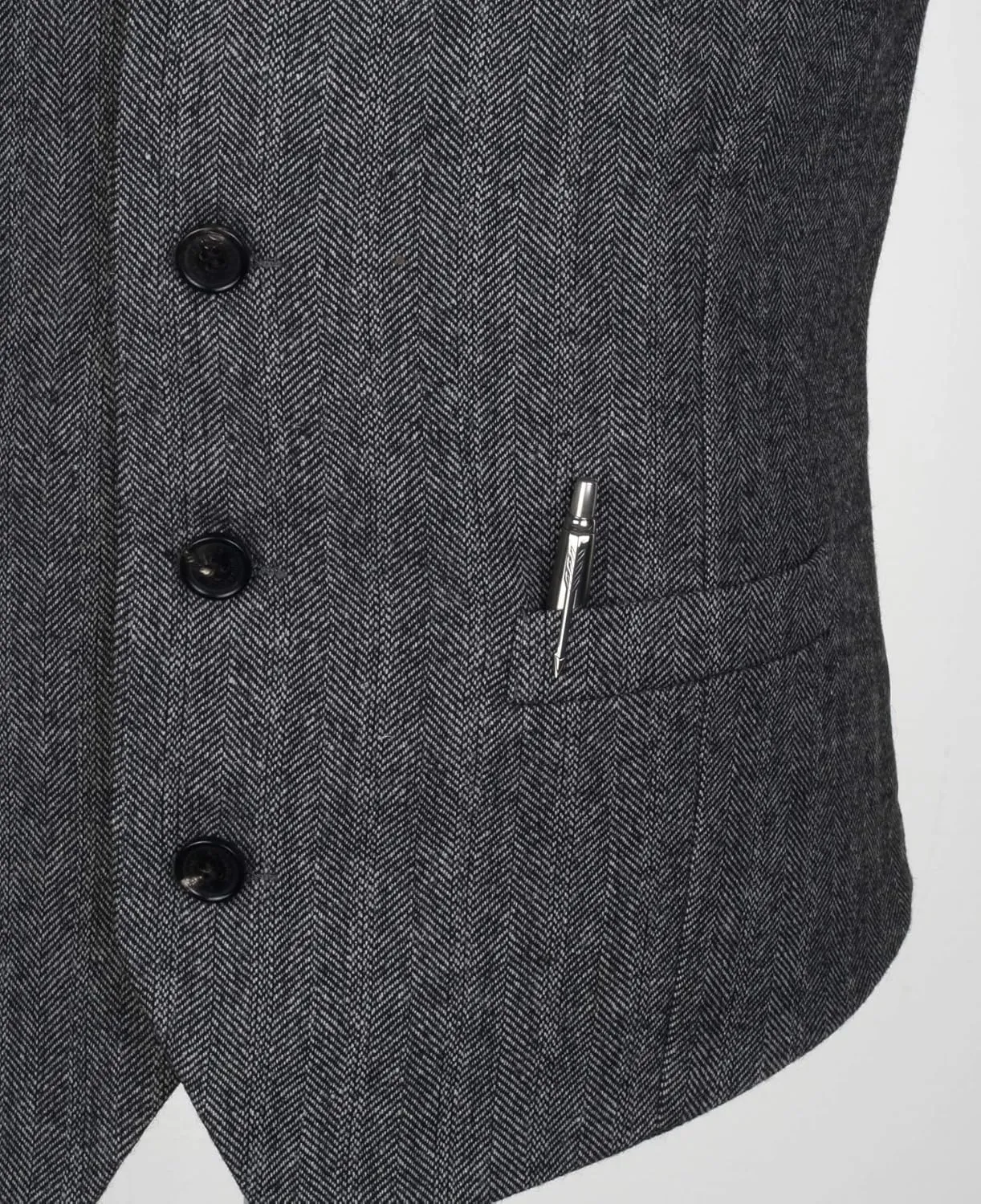 Ruth&Boaz 2Pockets 4Buttons Wool Herringbone Tweed Tailored Collar Suit Vest