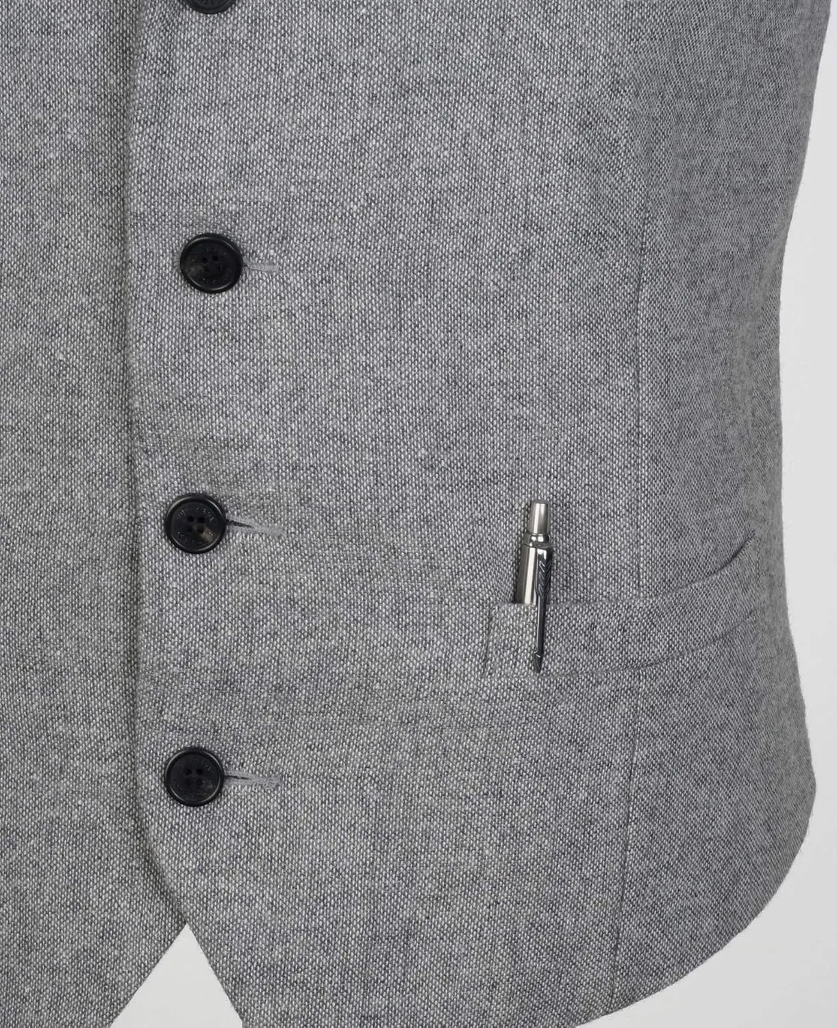 Ruth&Boaz 2Pockets 4Buttons Wool Herringbone Tweed Tailored Collar Suit Vest