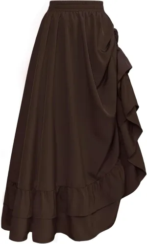 Scarlet Darkness Women Renaissance Skirt Medieval Ruffle Layered Maxi Skirts