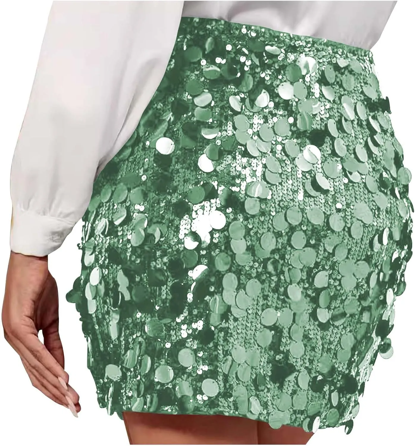 Sequin Skirt for Women Sparkly Mini Skirts High Waist Bodycon Glitter Club Night Out Party Skirt Sexy Shiny Clubwear