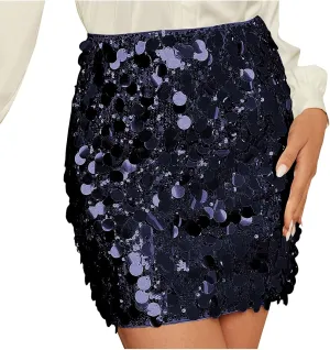 Sequin Skirt for Women Sparkly Mini Skirts High Waist Bodycon Glitter Club Night Out Party Skirt Sexy Shiny Clubwear