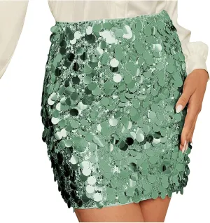 Sequin Skirt for Women Sparkly Mini Skirts High Waist Bodycon Glitter Club Night Out Party Skirt Sexy Shiny Clubwear