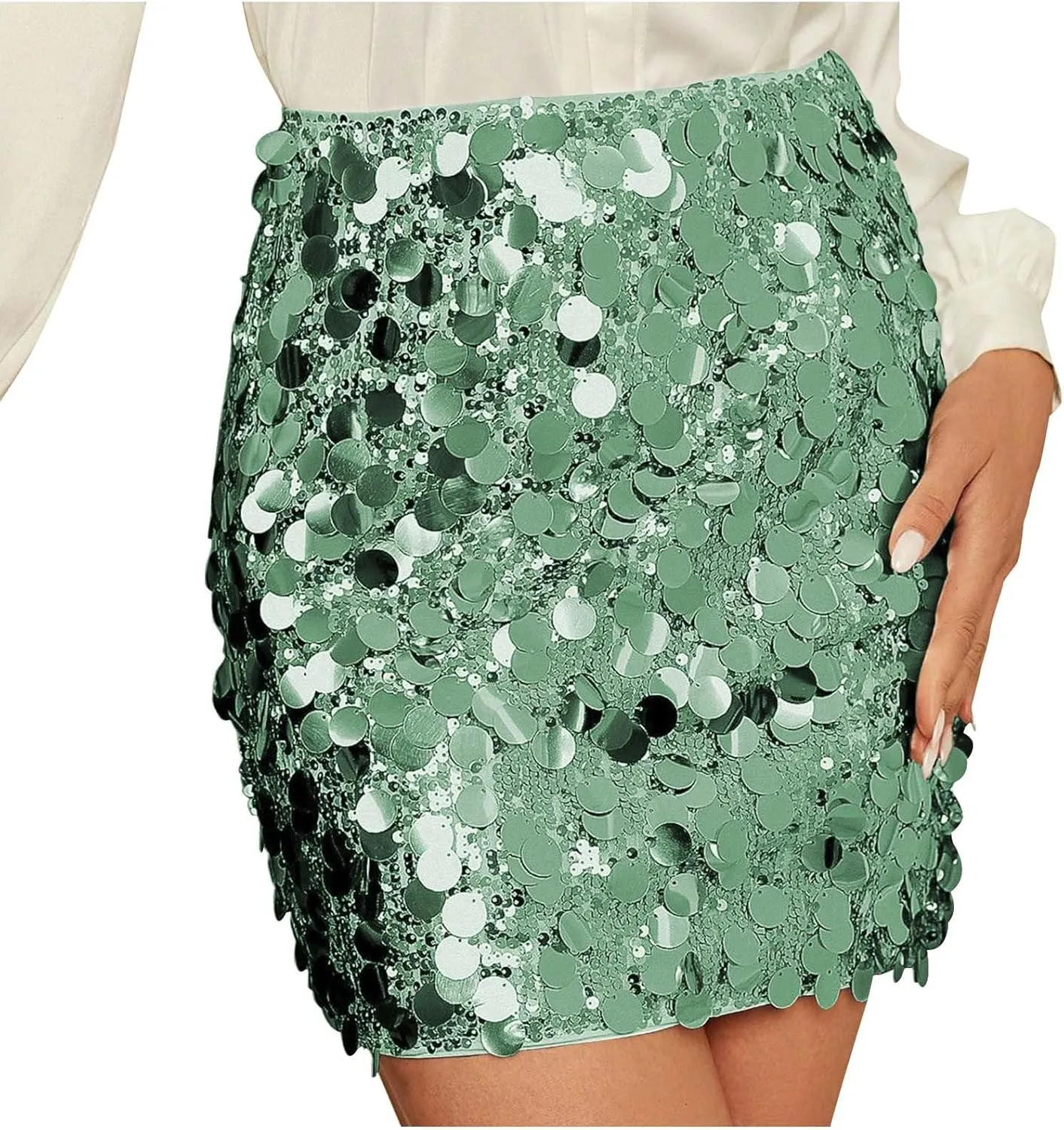 Sequin Skirt for Women Sparkly Mini Skirts High Waist Bodycon Glitter Club Night Out Party Skirt Sexy Shiny Clubwear