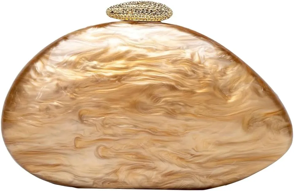 Shell Shape Purse for Women Premium Acrylic Clutch Purse Chic Marble Evening Bag for Wedding Prom Fancy Seashell Bags