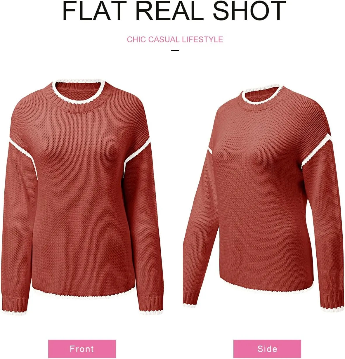 SHEWIN Womens Sweaters Crewneck Long Sleeve Knit Pullover Sweater Casual Fall Tops for Women 2025