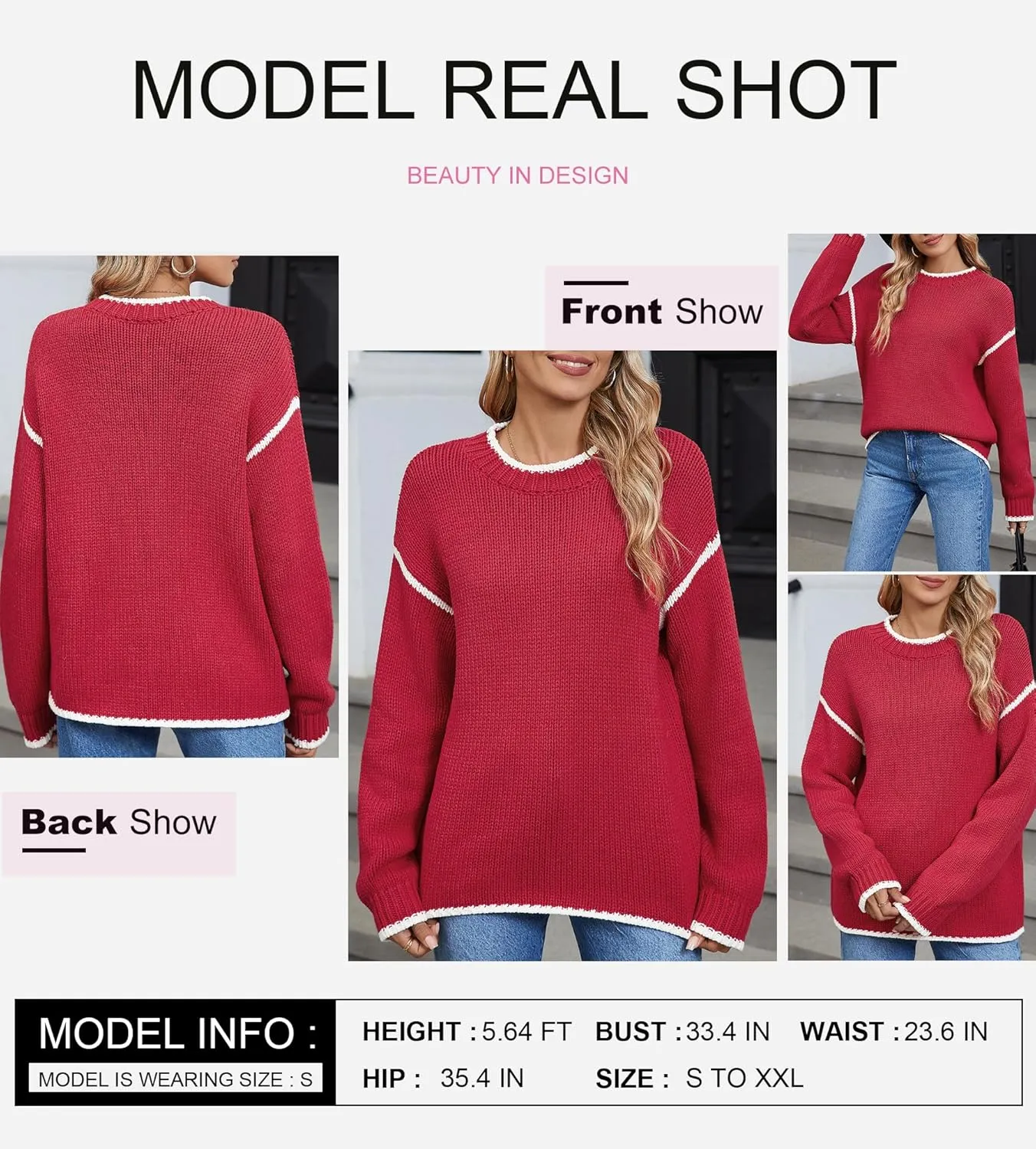 SHEWIN Womens Sweaters Crewneck Long Sleeve Knit Pullover Sweater Casual Fall Tops for Women 2025