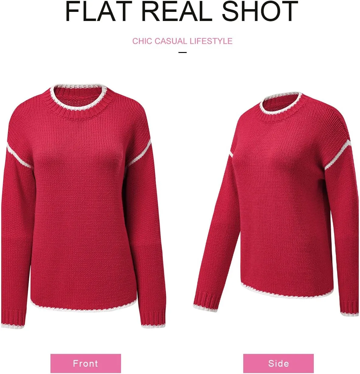 SHEWIN Womens Sweaters Crewneck Long Sleeve Knit Pullover Sweater Casual Fall Tops for Women 2025