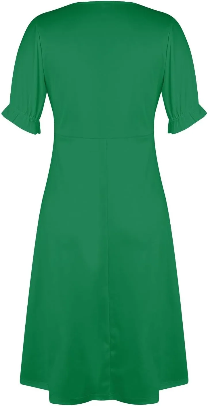 Shift Dresses for Women Faux Wrap Irregular Hem Boho Midi-Dress Elegant Summer Trendy 2025