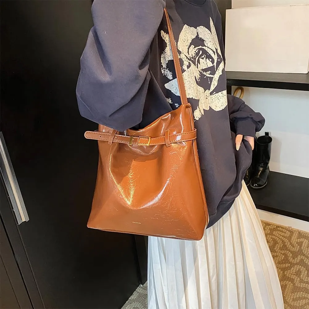 Shoulder Bag for Women Multi-pocket Handbag PU Leather Solid Color Satchel Hobo Purse Tote Purse for Work Travel