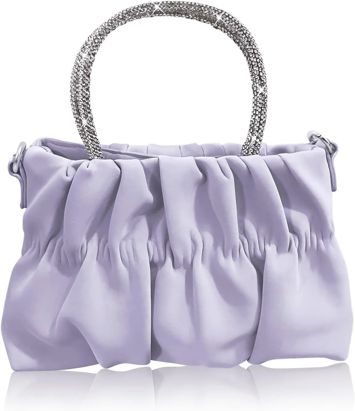 Soft Leather Bags for Women Wedding Rhinestone Evening Purses Elegant Party Clutch Handbag Crossbody Purple