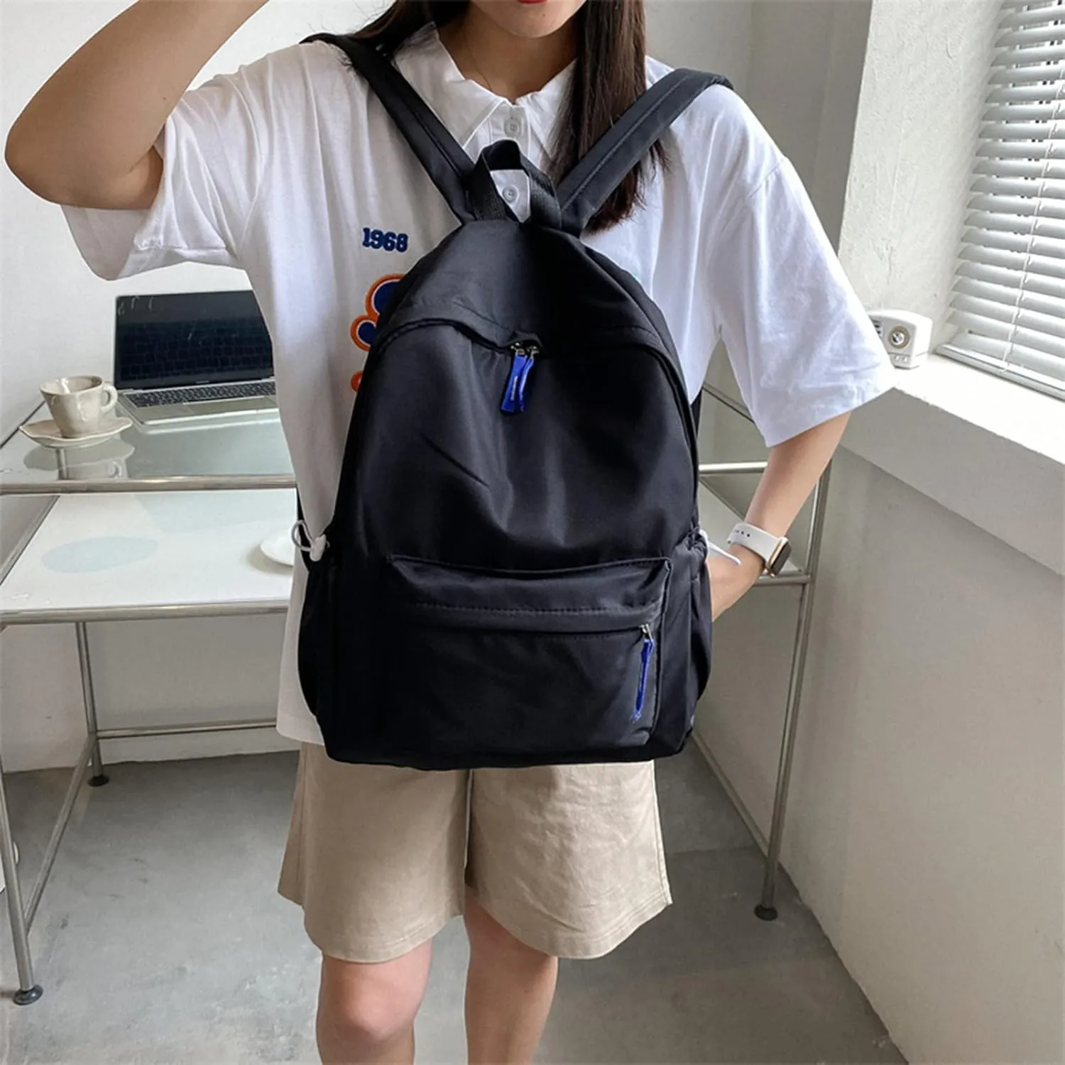 Soft Leather Purses for Women Waterproof Stylish Daypack Purses Shoulder Bags Outdoor Travel Backpack for Girls(Black)