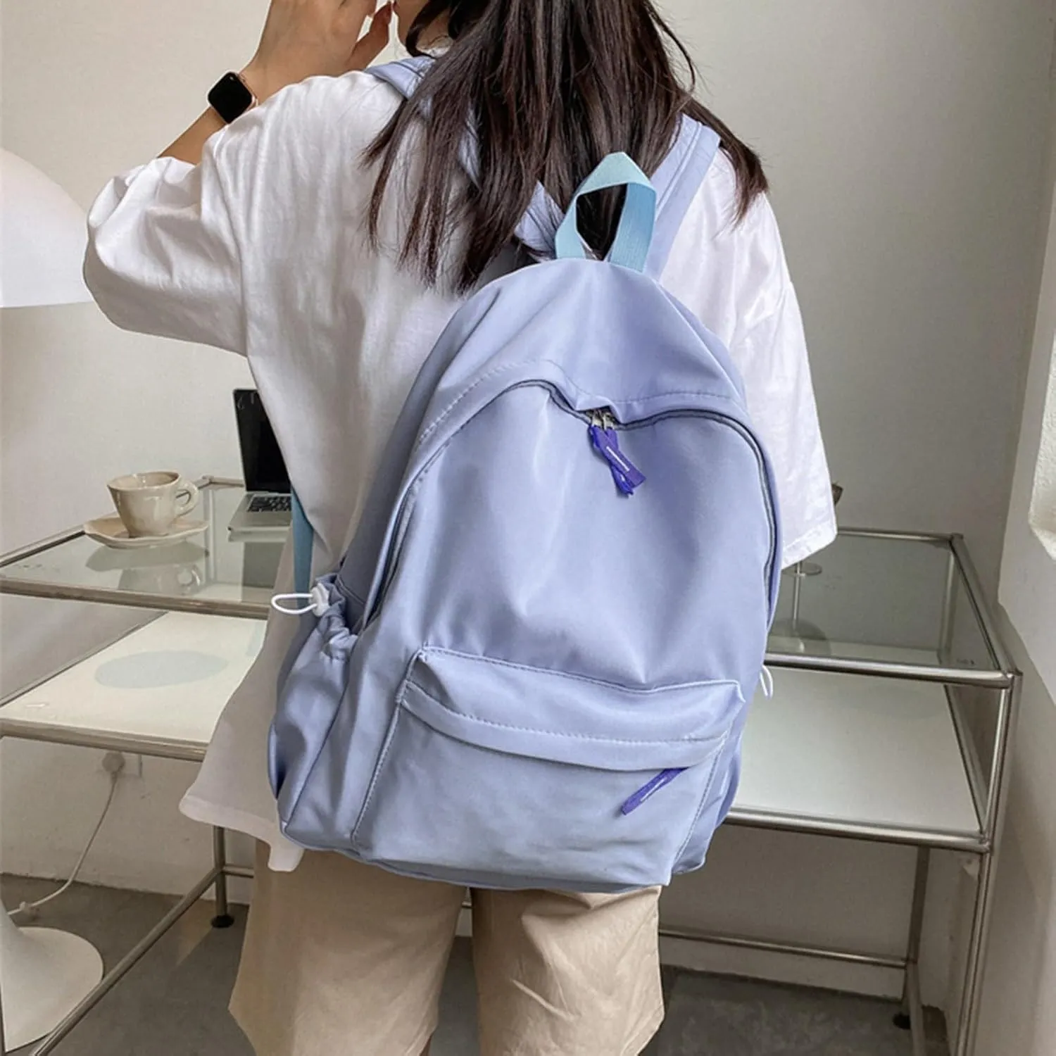 Soft Leather Purses for Women Waterproof Stylish Daypack Purses Shoulder Bags Outdoor Travel Backpack for Girls(Blue)