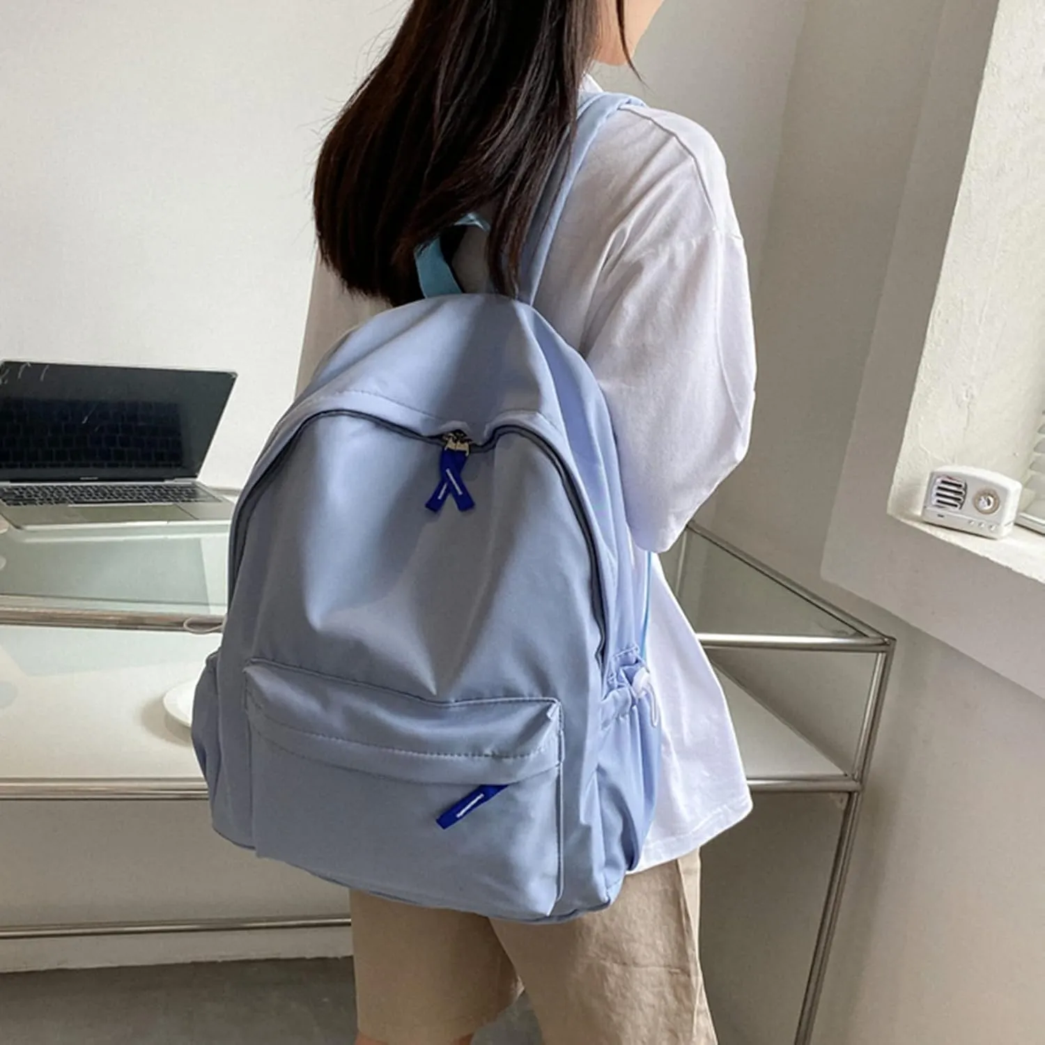 Soft Leather Purses for Women Waterproof Stylish Daypack Purses Shoulder Bags Outdoor Travel Backpack for Girls(Blue)