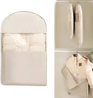 Space Saver Hanging Garment Bags for Closet Storage,Space Saving Hanging Garment Bag Self Compression Zipper,Dust Cover Clothes Bags Travel Organizer Protector for Down Coat Suit (White, 43.3 in)