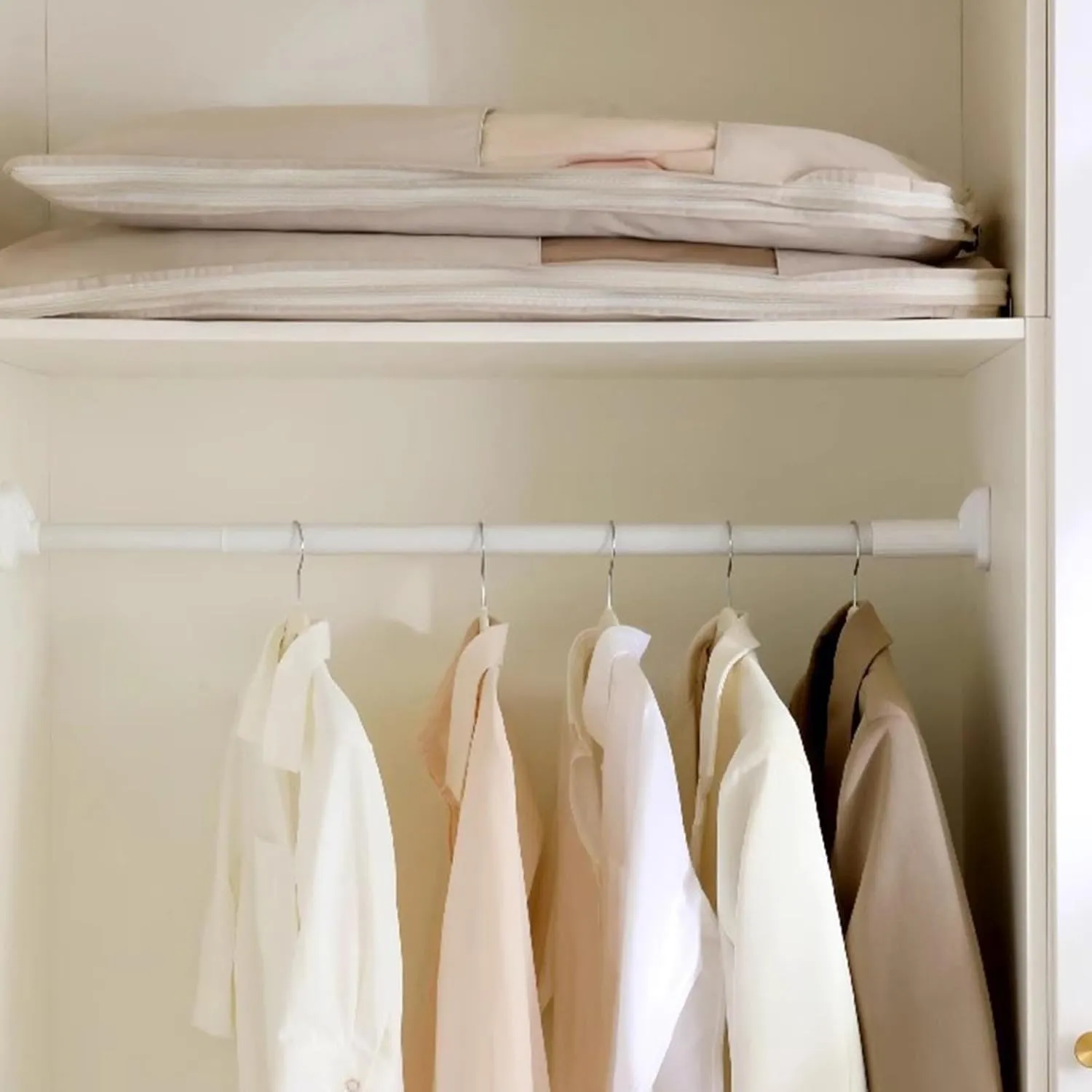 Space Saver Hanging Garment Bags for Closet Storage,Space Saving Hanging Garment Bag Self Compression Zipper,Dust Cover Clothes Bags Travel Organizer Protector for Down Coat Suit (White, 43.3 in)