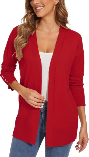 Spicy Sandia Women Cardigan Sweaters Lightweight Open Front Long Sleeve Sweater Coat Dressy Casual Trendy Professional