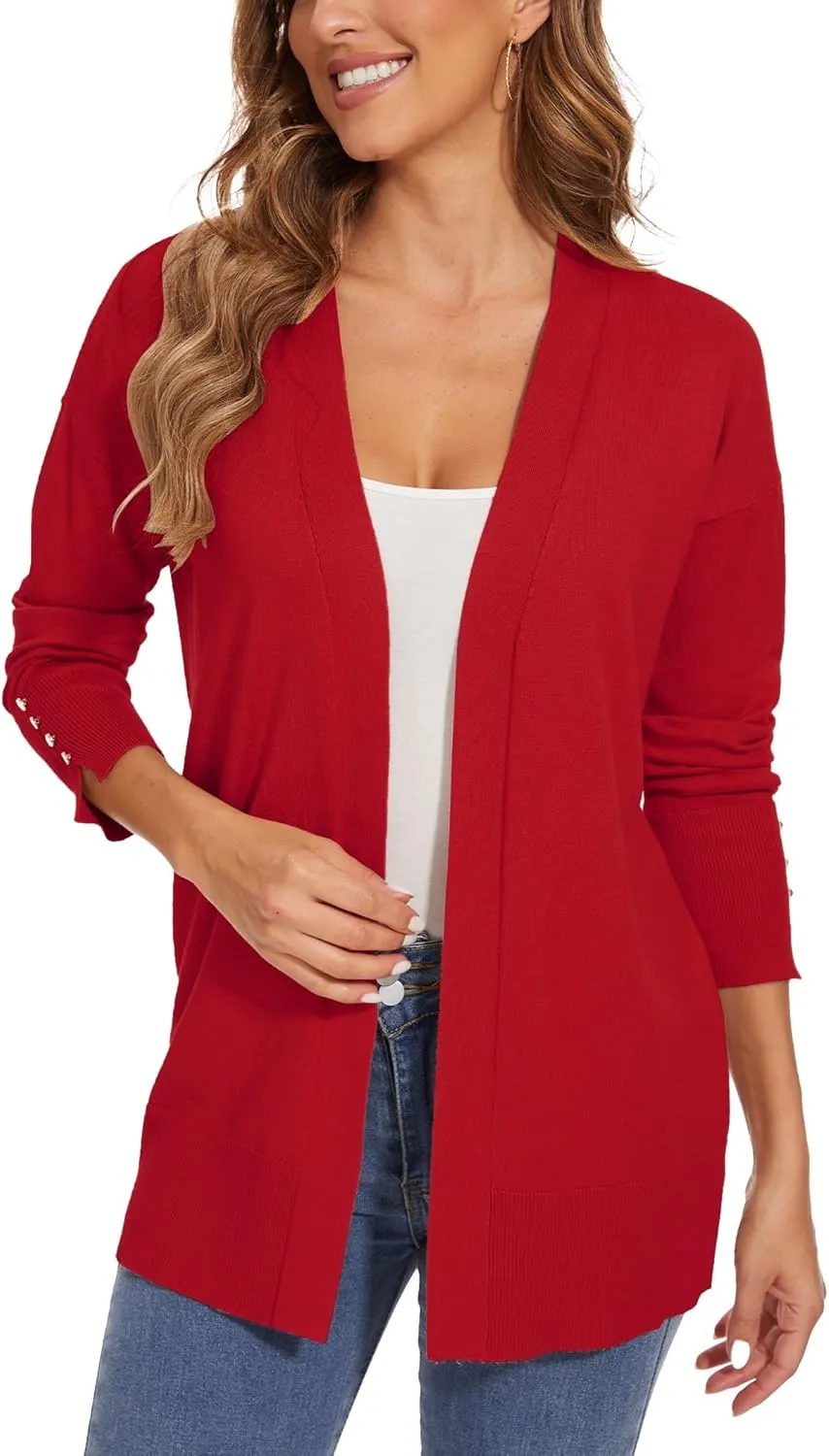 Spicy Sandia Women Cardigan Sweaters Lightweight Open Front Long Sleeve Sweater Coat Dressy Casual Trendy Professional
