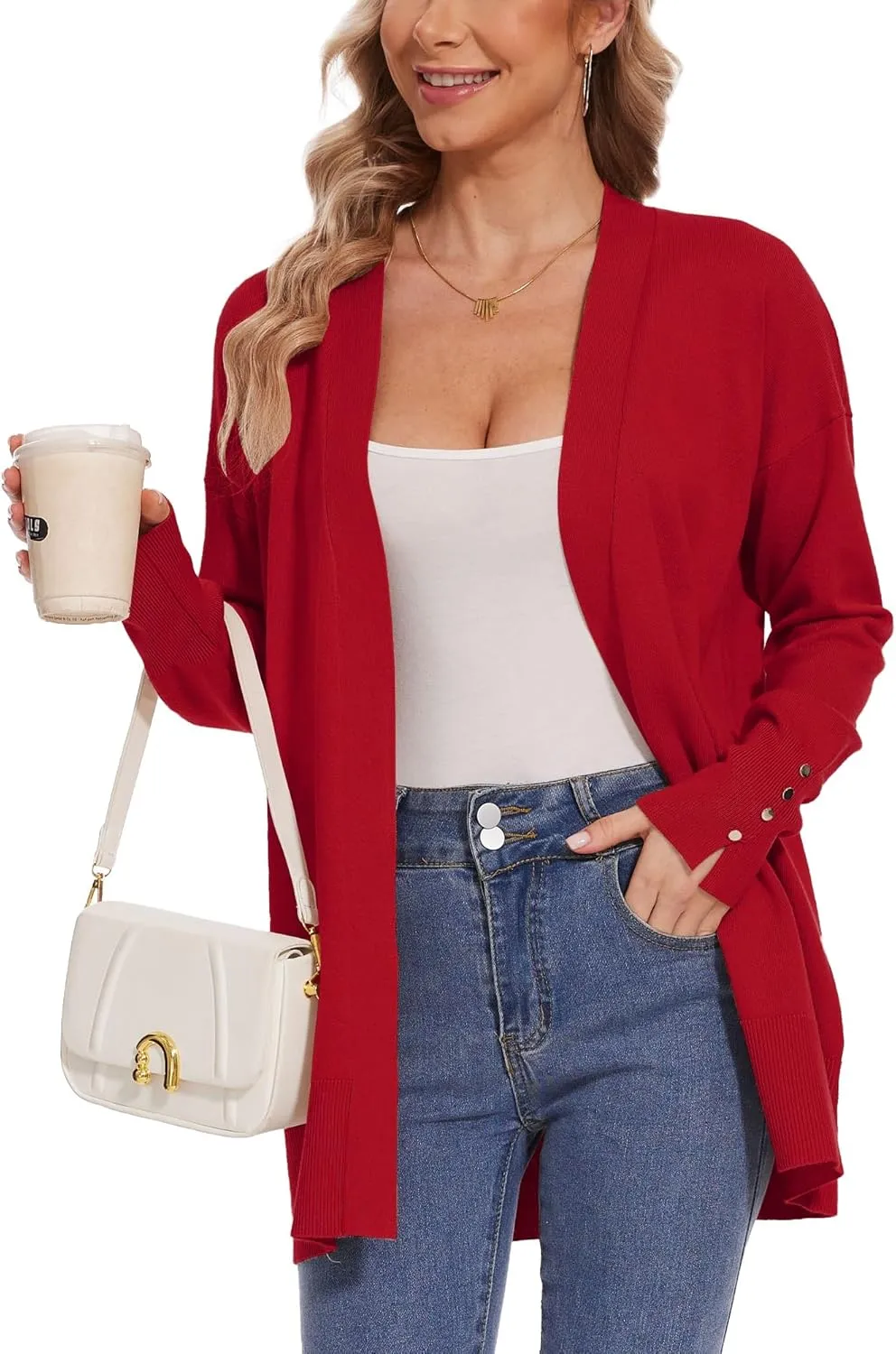 Spicy Sandia Women Cardigan Sweaters Lightweight Open Front Long Sleeve Sweater Coat Dressy Casual Trendy Professional