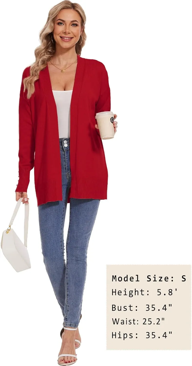 Spicy Sandia Women Cardigan Sweaters Lightweight Open Front Long Sleeve Sweater Coat Dressy Casual Trendy Professional
