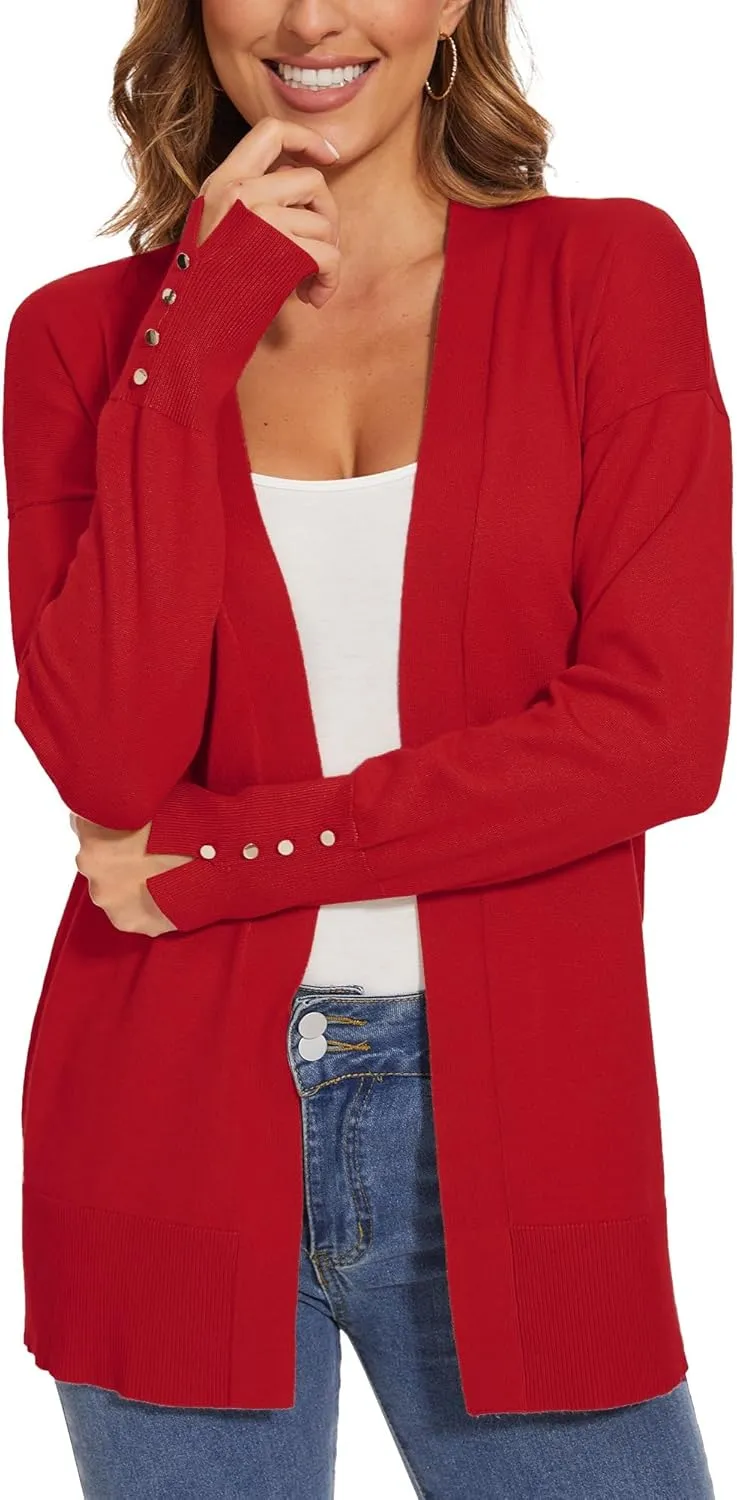 Spicy Sandia Women Cardigan Sweaters Lightweight Open Front Long Sleeve Sweater Coat Dressy Casual Trendy Professional