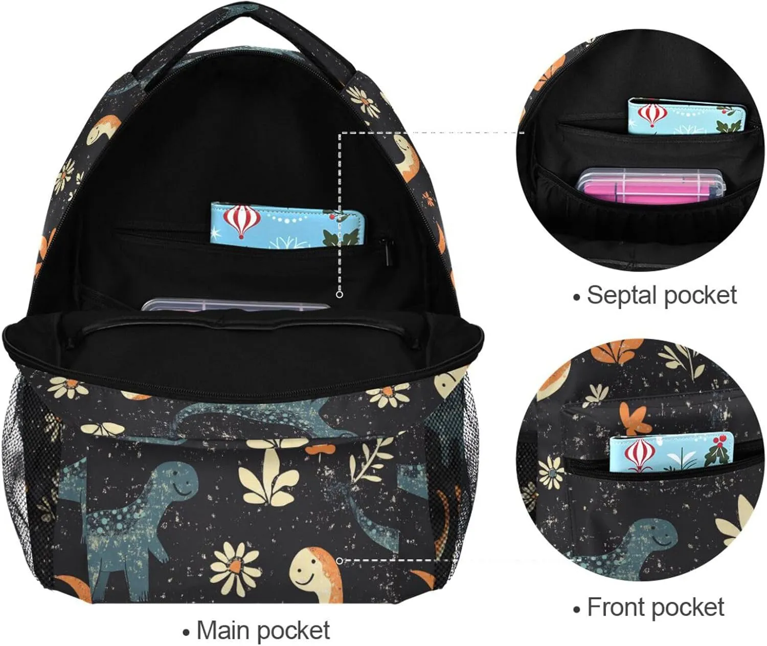 Sport Backpack for Men Women Fashion Stylish Travel Bags with Chest Strap for Travel Trip Cartoon Dinosaurs