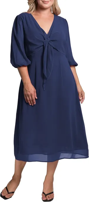 Standards & Practices Women's Plus Size Grey Apron Hem Suiting Shift Midi Dress