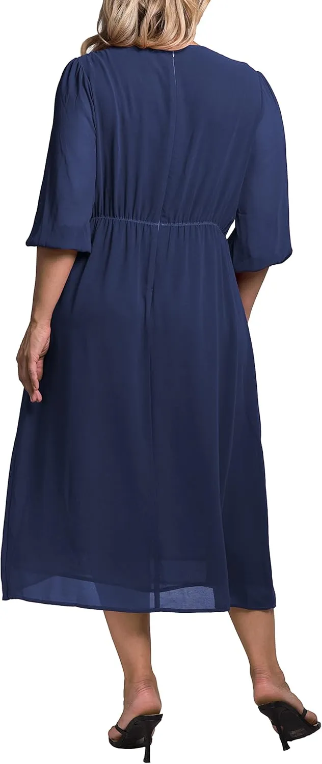 Standards & Practices Women's Plus Size Grey Apron Hem Suiting Shift Midi Dress