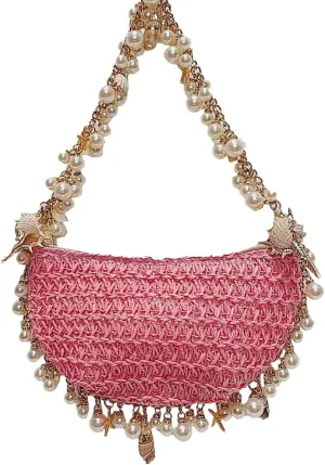 Straw Shoulder Bag for Women Crescent Evening Beach Bag Summer Purse Clutch Chic Woven Hobo Bags
