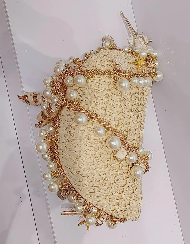 Straw Shoulder Bag for Women Crescent Evening Beach Bag Summer Purse Clutch Chic Woven Hobo Bags