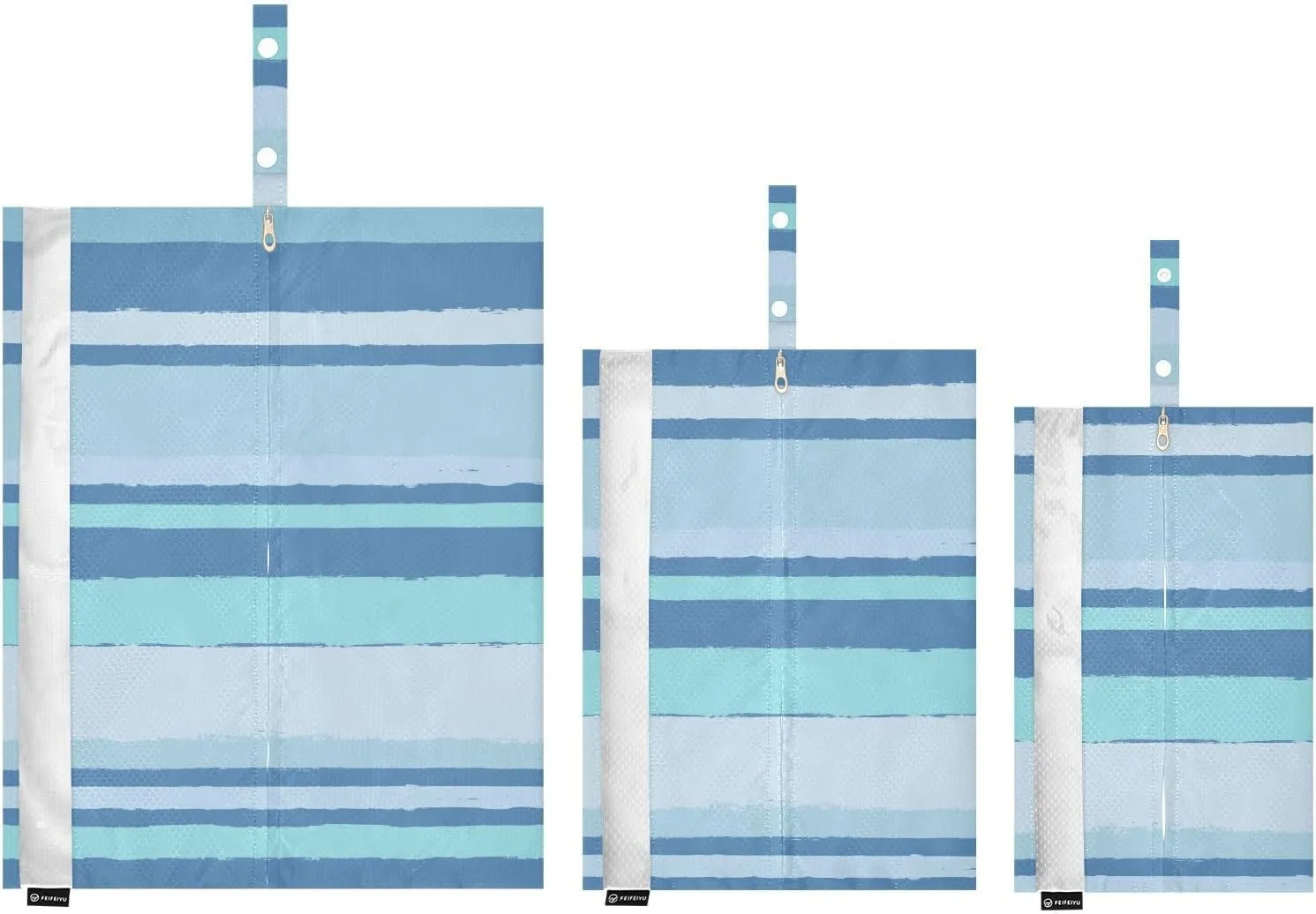 Stripes Blue 3 Set Travel Packing Cubes For Suitcases, Foldable, Garment Bag Closet Storage, Luggage Space Saver, Luggages Management Personnel