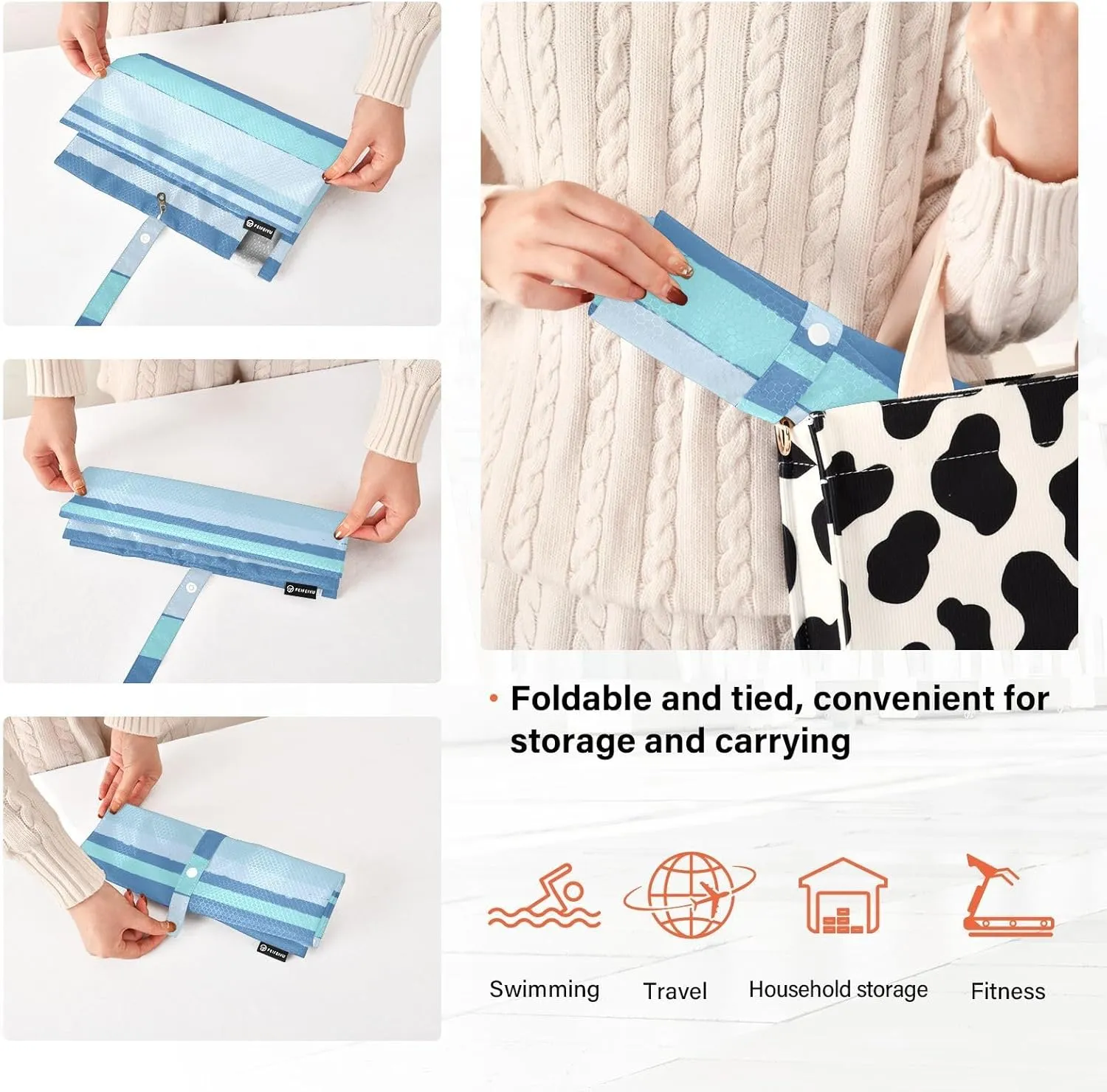 Stripes Blue 3 Set Travel Packing Cubes For Suitcases, Foldable, Garment Bag Closet Storage, Luggage Space Saver, Luggages Management Personnel