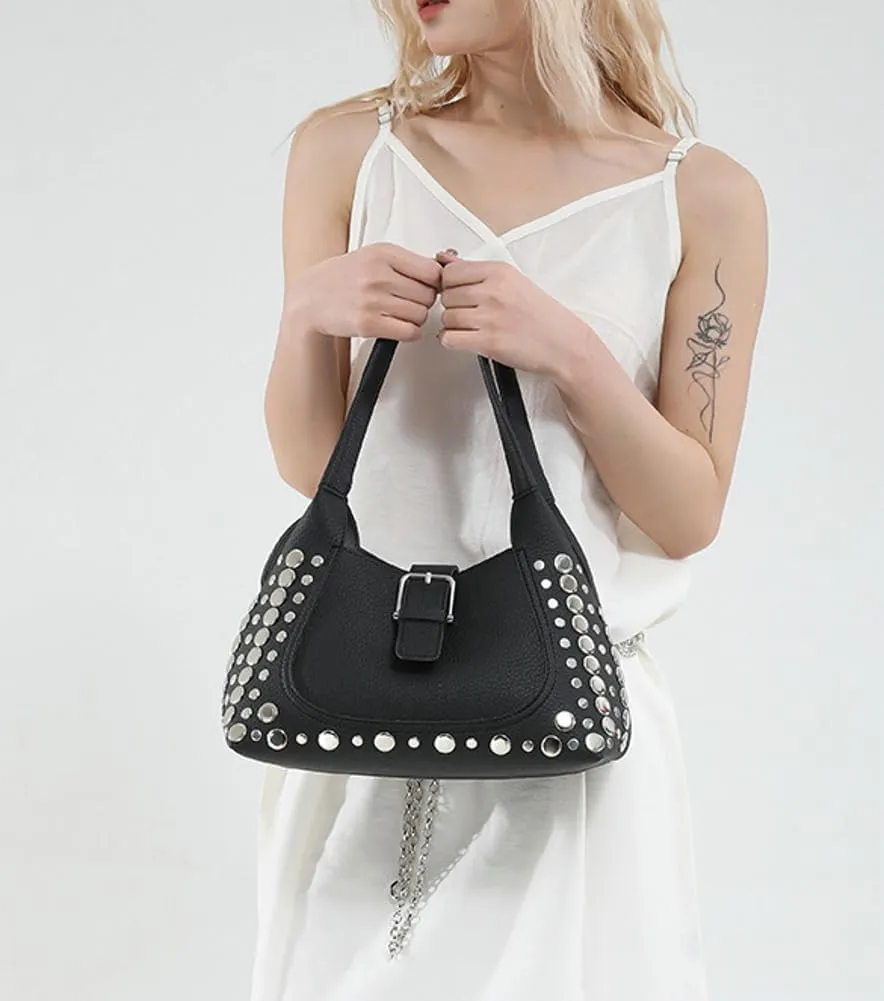 Stylish Hobo Bags for Women Studded Rivet Tote Bags for Women Underarm Shoulder Bag Bucket Handbag Trendy Purse Travel Work