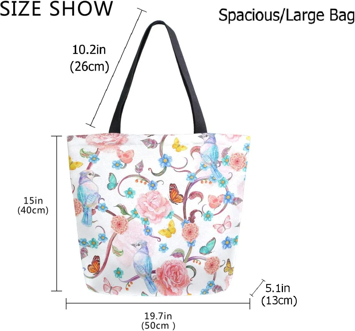 Stylish Print Extra Large Shoulder Tote Bag for Beach Travel Weekender Gym Grocery Shopping