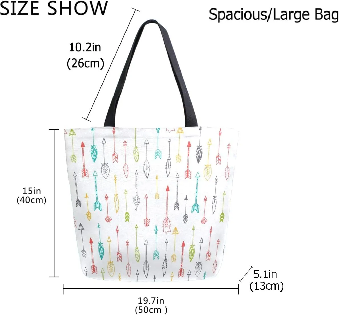 Stylish Print Extra Large Shoulder Tote Bag for Beach Travel Weekender Gym Grocery Shopping