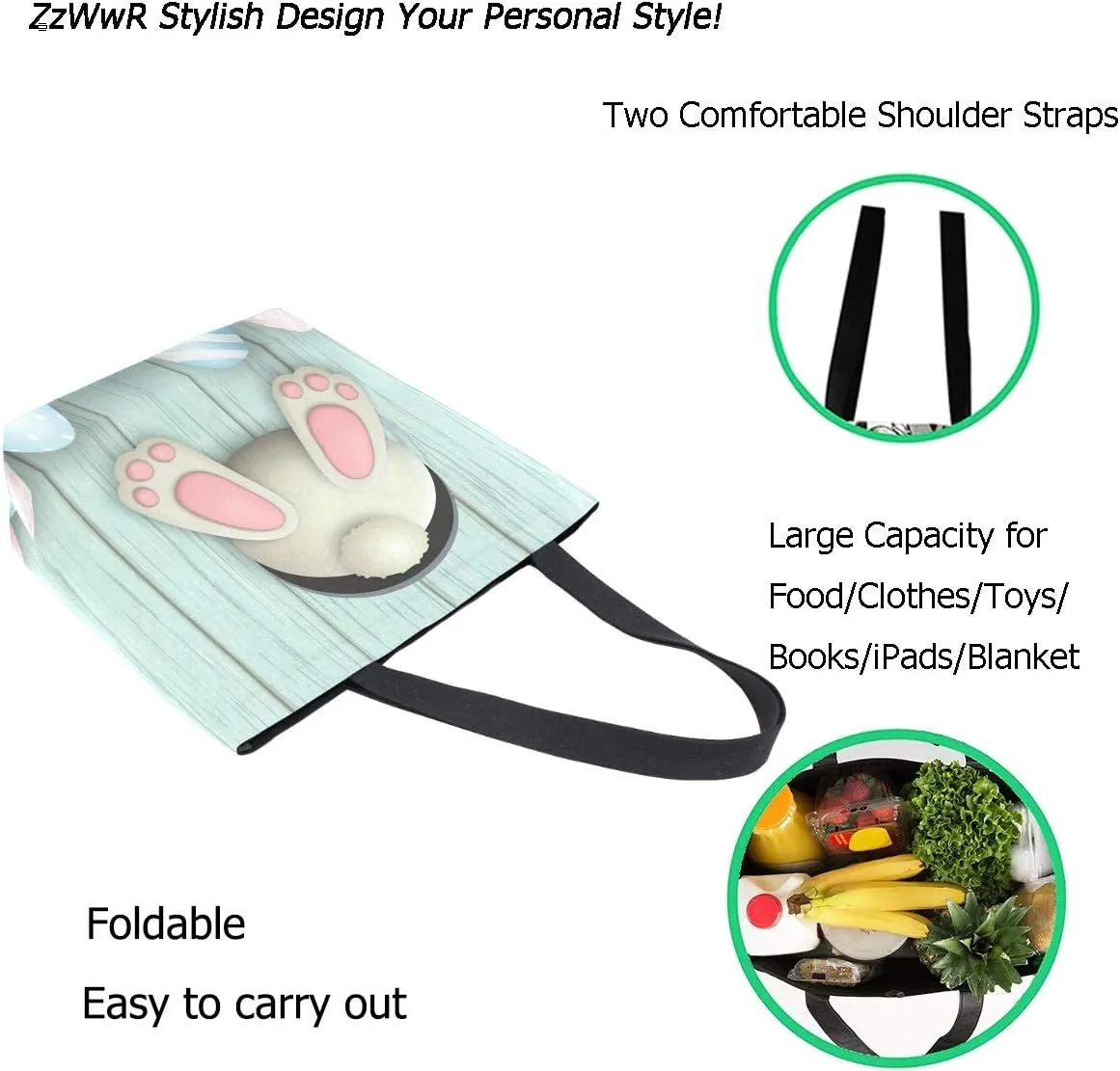Stylish Print Extra Large Shoulder Tote Bag for Beach Travel Weekender Gym Grocery Shopping