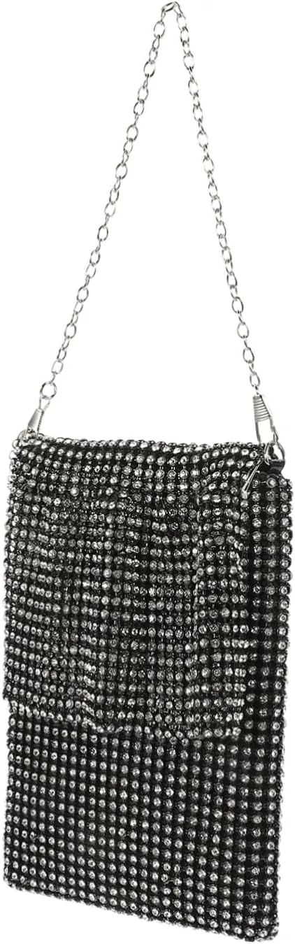 Stylish Rhinestone Phone Bag Zipper Shoulder Clutch for Evening out Versatile Fashion Wallet for Women Lightweight Storage for Lipsticks and Essentials