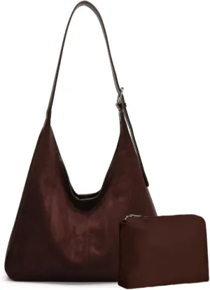 Suede Tote Bag, Hobo Bag for Women, Retro Slouchy Suede Hobo Bag with Adjustable Strap, Stylish Office Tote Handbag