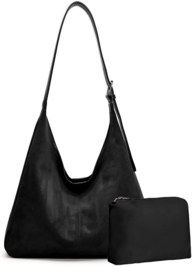Suede Tote Bag, Hobo Bag for Women, Retro Slouchy Suede Hobo Bag with Adjustable Strap, Stylish Office Tote Handbag
