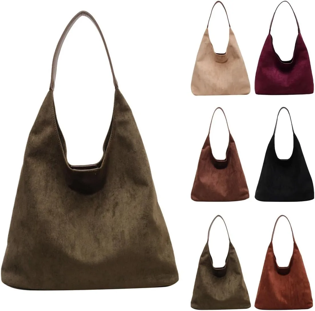 Suede Tote Bag,Suede Shoulder Bag,Leather Bags Brown for Women,Suede Purse,Stylish Large Capacity Work handbag