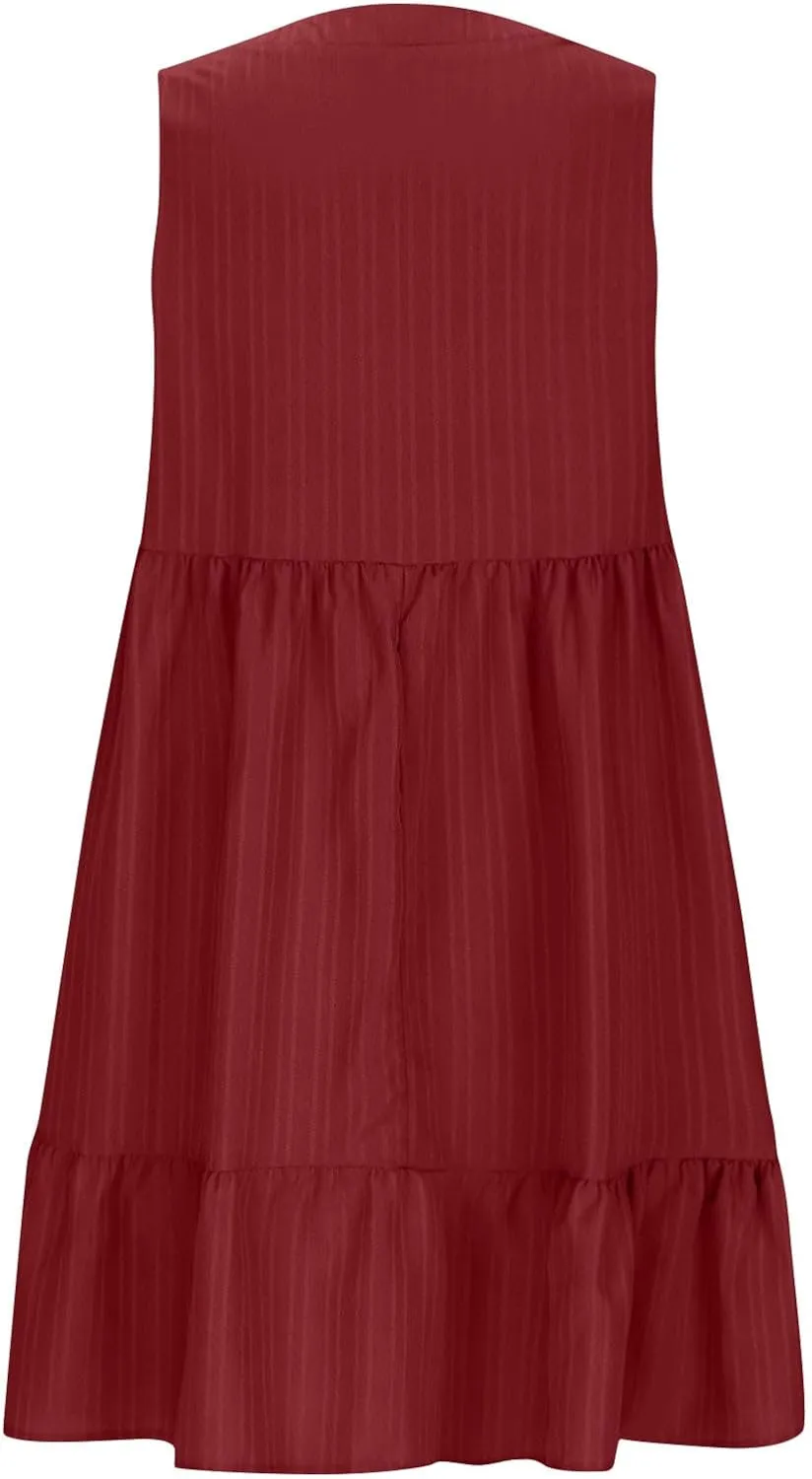 Summer Dresses for Women 2025 Sleeveless V-Neck Flowy Midi Sundresses Layered A-Line Boho Beach Vacation Dress