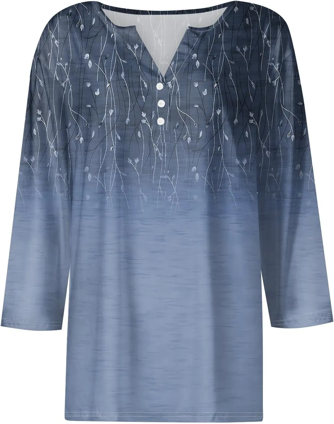Summer Tops for Women 2024 Womens Tops 3/4 Sleeve Shirts V Neck Loose Trendy Casual Blouses Button Down Print Tshirts