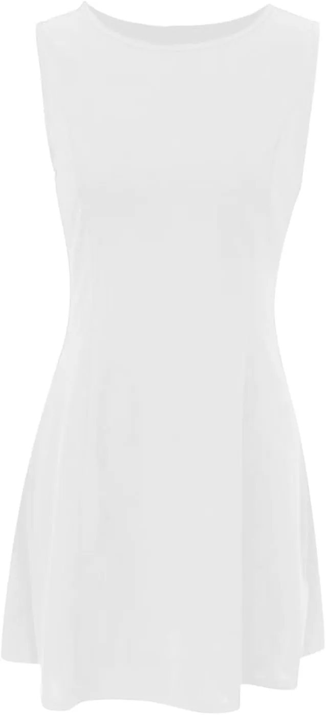 Sun Dresses for Women 2025 Vacation Tank Mini Dress Sleeveless Casual Tshirt Short Dress Beach Flowy Hhalter Dresses