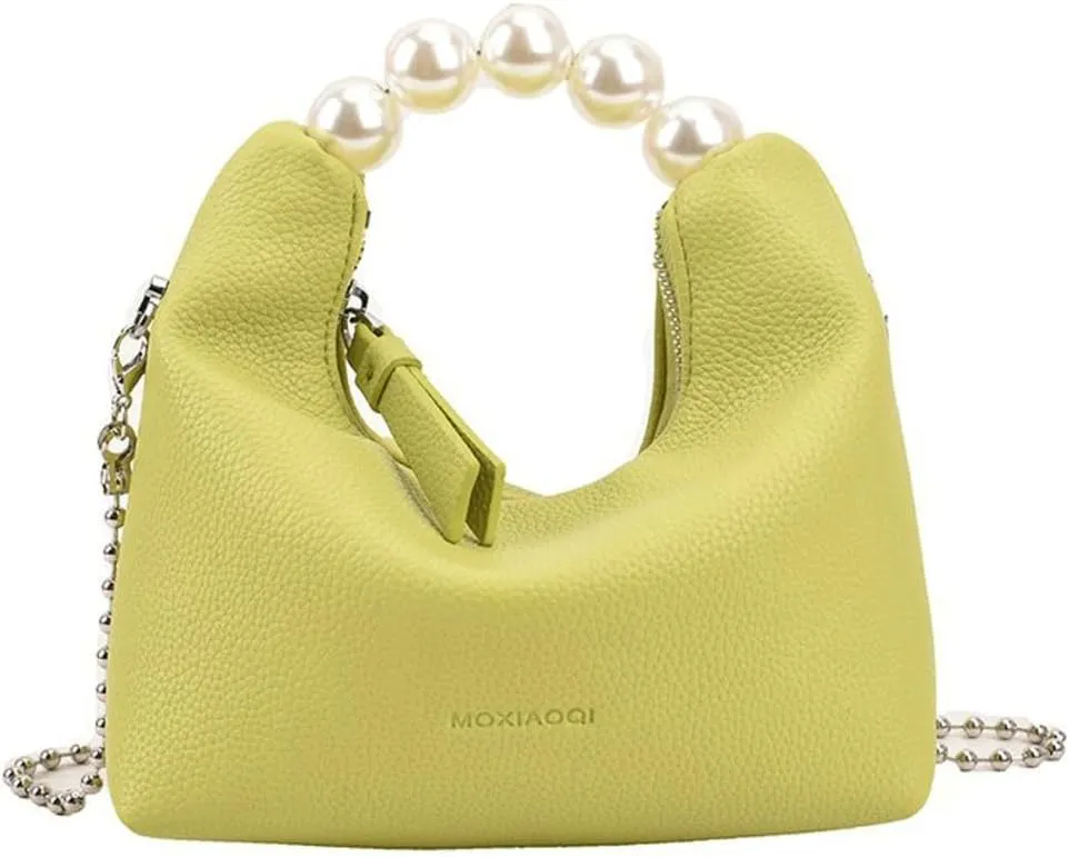 Sweet Shoulder Bag Vegan Leather Clutch Bag For Women Trendy Mini Crossbody Handbag Womens Versatile Work Purse Pearl Handle