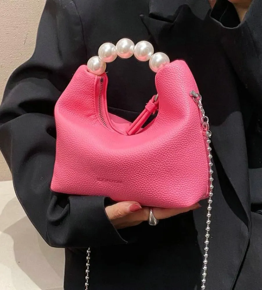 Sweet Shoulder Bag Vegan Leather Clutch Bag For Women Trendy Mini Crossbody Handbag Womens Versatile Work Purse Pearl Handle