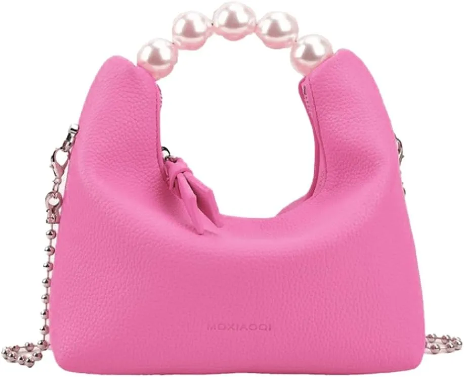Sweet Shoulder Bag Vegan Leather Clutch Bag For Women Trendy Mini Crossbody Handbag Womens Versatile Work Purse Pearl Handle