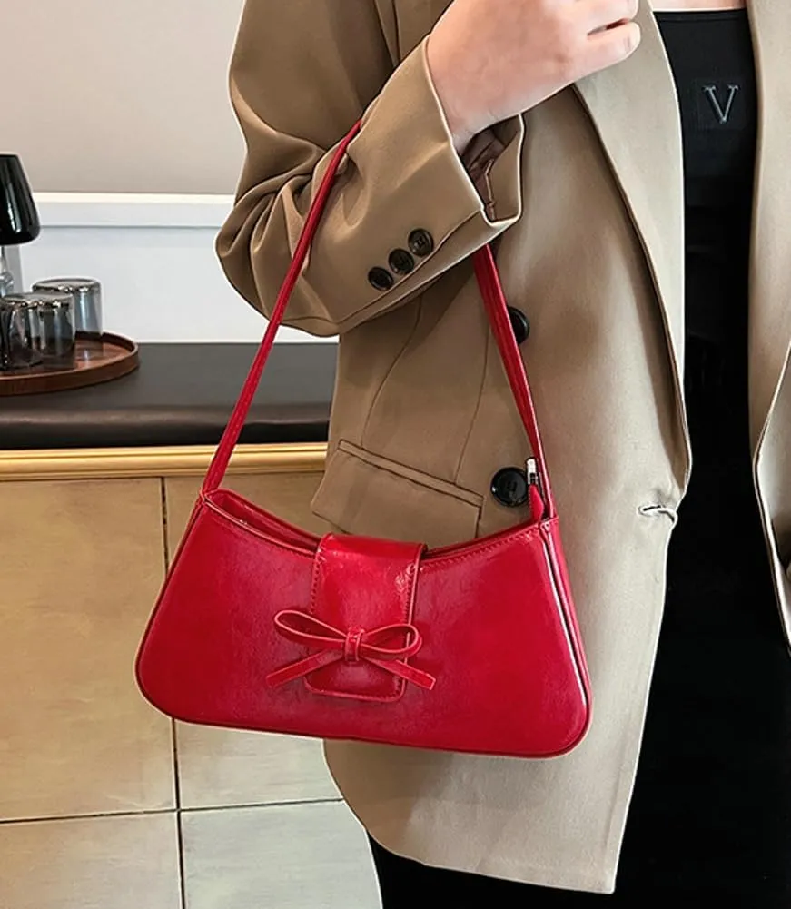 Sweet Womens Shoulder Bag Vegan Leather Clutch Bag For Women Trendy Underarm Handbag Casual Y2K Purse Versatile Work Purse