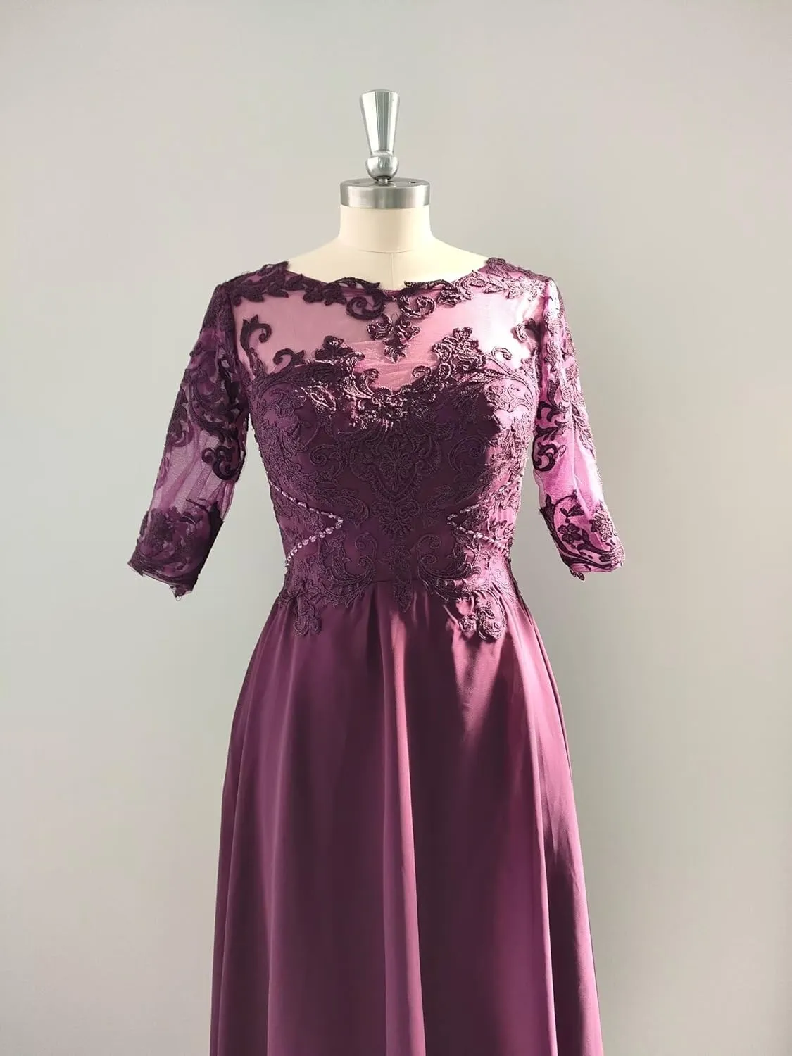 Tea Length Mother of The Bride Dresses for Wedding Lace Appliques High Low Formal Gown with Sleeves
