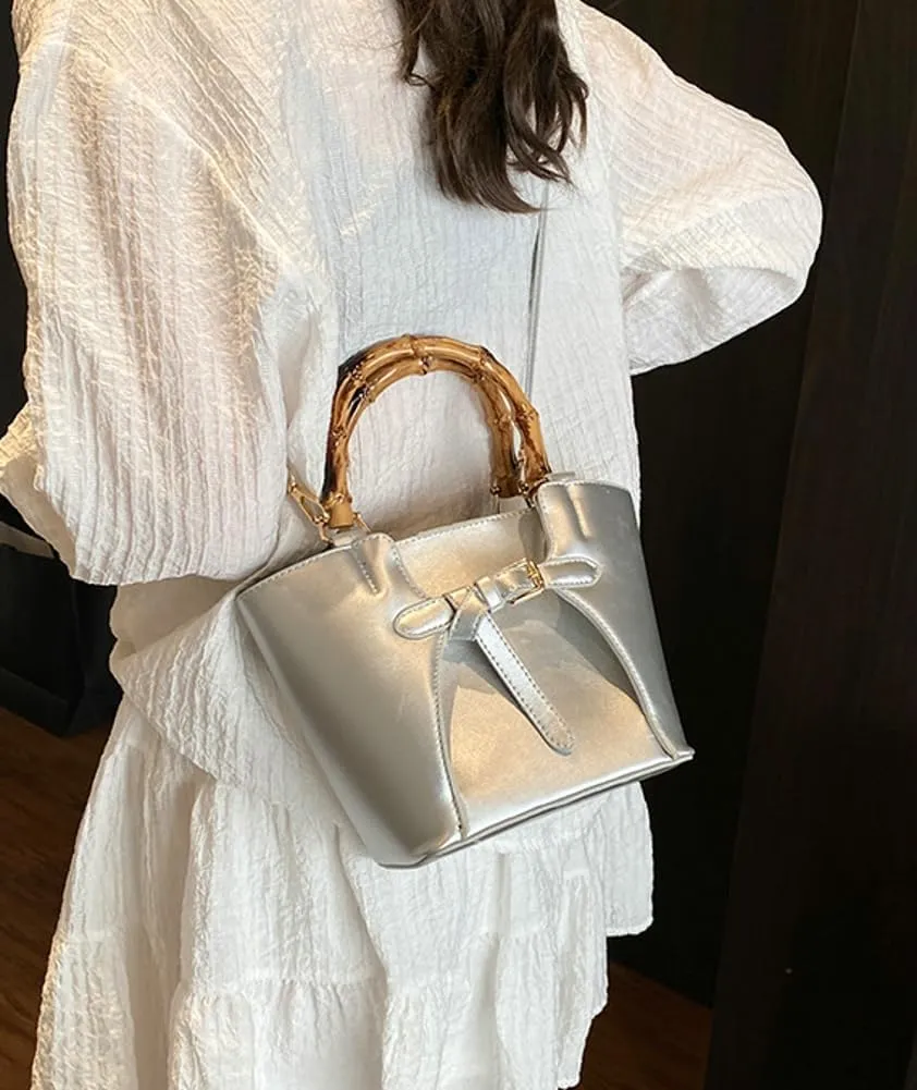 Trendy Shoulder Bag Bucket Purse For Women Commuter Handbag Womens Versatile Satchel Work Purse Travel Bamboo Handle 2025